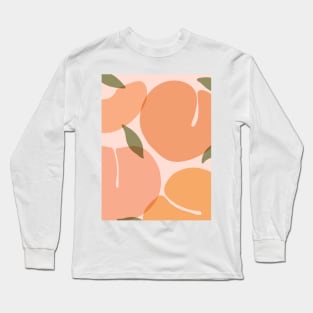 Cute Peaches Pattern Peach Pastel Long Sleeve T-Shirt